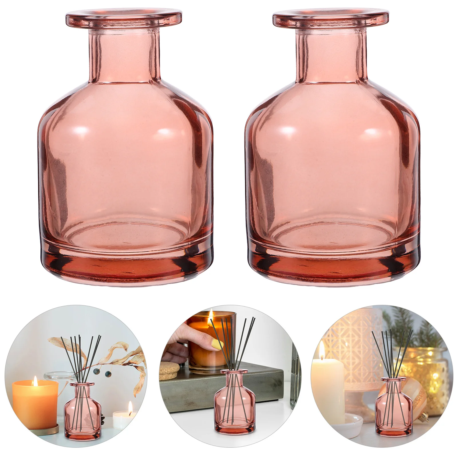 

2Pcs Round Glass Aromatherapy Bottle 150Ml - Essential Oil Diffuser Jar Refillable Scent Diffuser Glass for Living Room Bedroom
