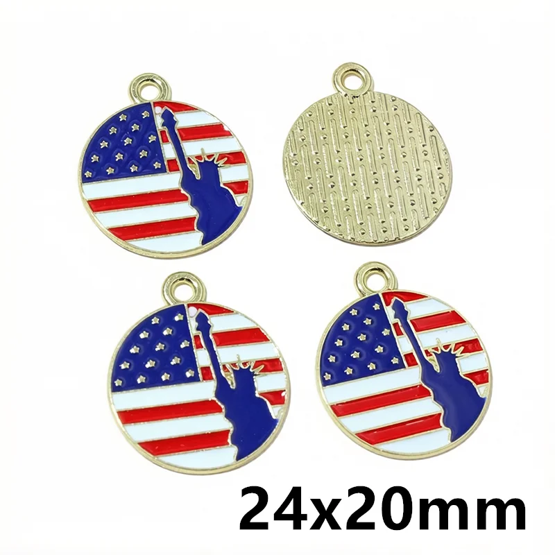 10Pcs Enamel USA Flag Charms Pendant Independence Day of United States 4th of July Heart Cross DIY Jewelry Making Accessories view 5