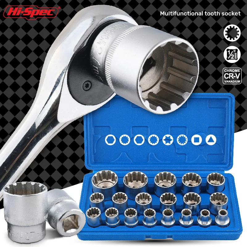 Imagem -02 - Oi-spec 832 Milímetros Engrenagem Bloqueio Soquete Drive 12 Point Torx Conjunto Chave de Soquete Conjunto de Soquete Bit Hex Bit Hex Estriado com Caixa Azul