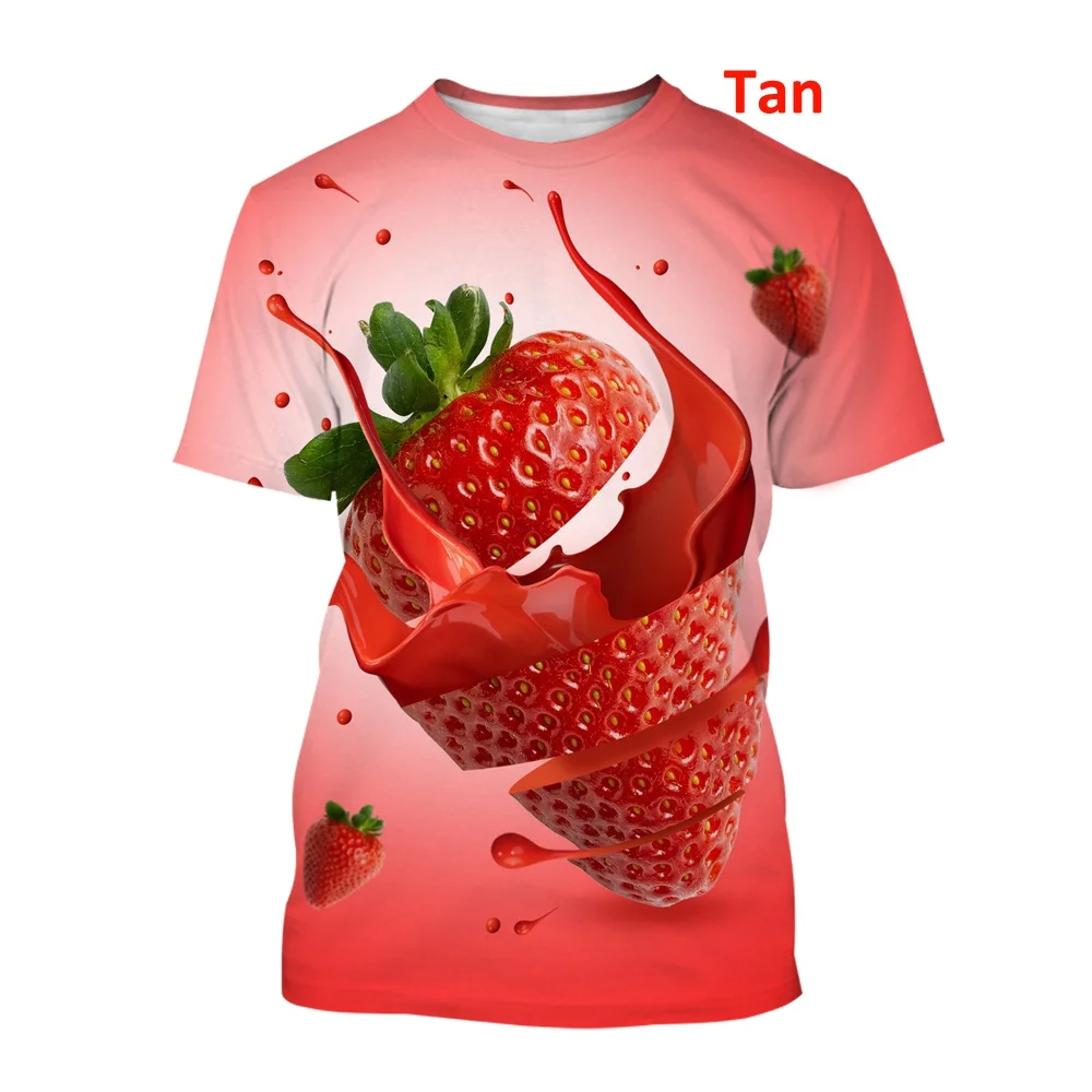Summer fashion Fruit Strawberry 3D T Shirt Fun Realistic Food Strawberry printed tshirt Men Harajuku Round Neck Short Sleeve Top image 3