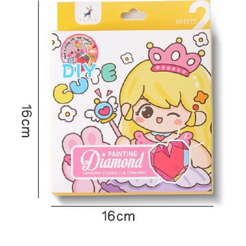 Ensemble de dessin en strass, Puzzle de dessin animé, autocollant en diamant, paquet de matériel, jouets amusants pour enfants de la maternelle, pour garçons et filles, DIY bricolage
