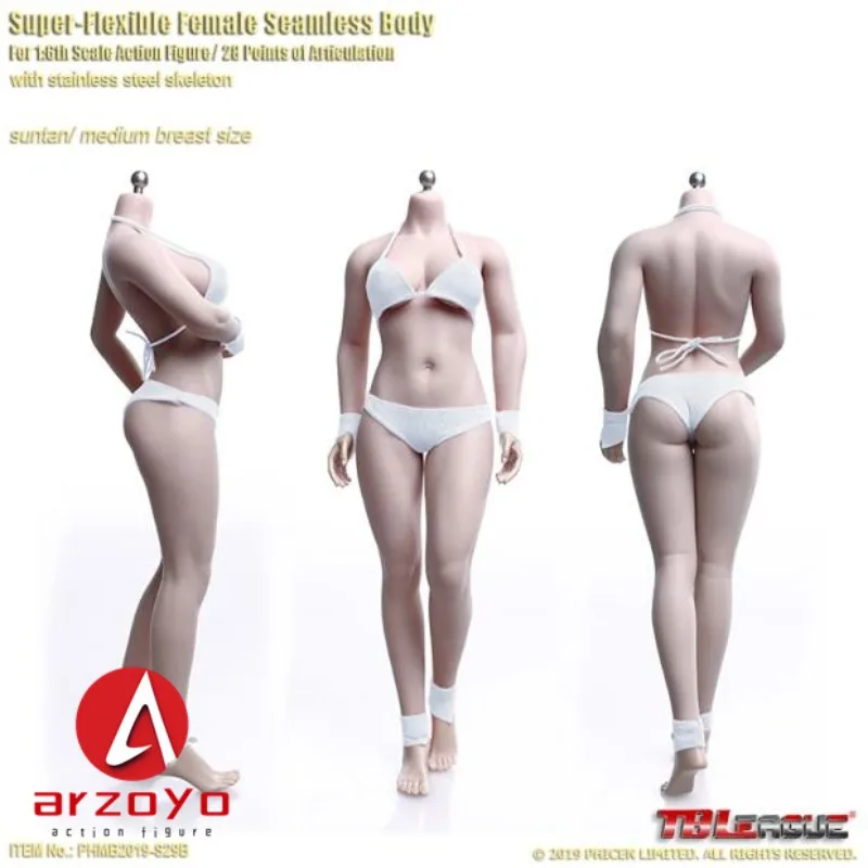 1/6 Scale  Super Flexible Micro Fat Girl Pale/Suntan Skin Female Mid Bust Seamless Body S29A/S29B Model for 12'' Action Figure