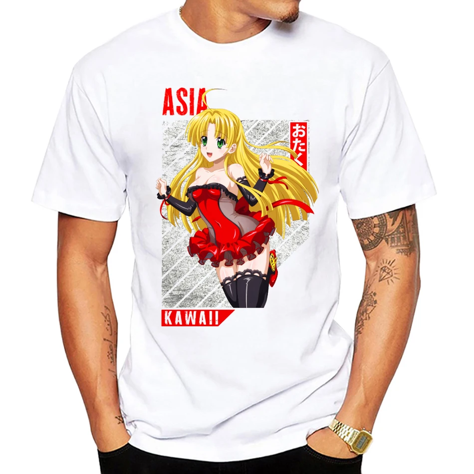 Cute Aesthetic Anime Tees Sexy Girl Waifu High School DxD Asia Argento Koneko TouJou Rossweisse T-Shirt Print Men Fashion Tshirt