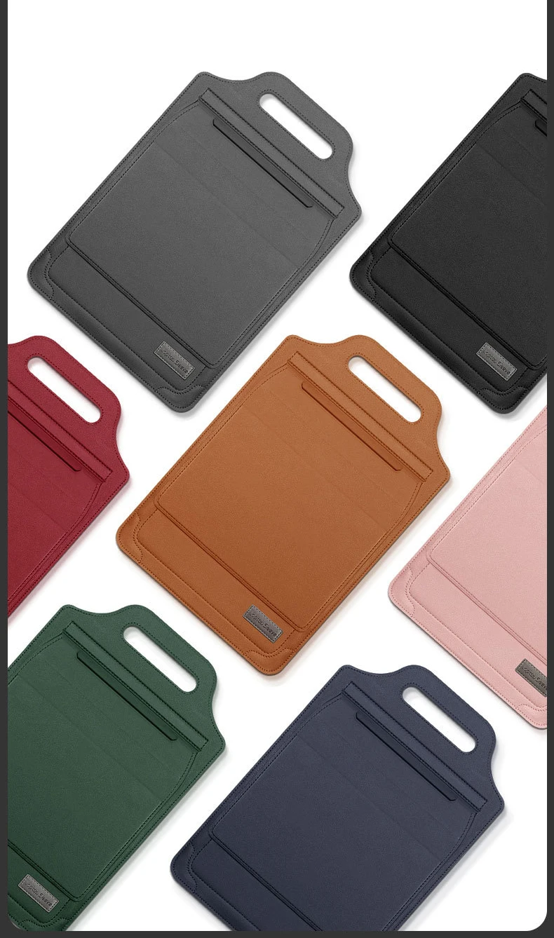 Laptop Holder Case for MacBook Pro Air 16 15.4 13.3 12 11 Bag PU Leather Sleeve Detachable Notebook Cover with Phone Holder