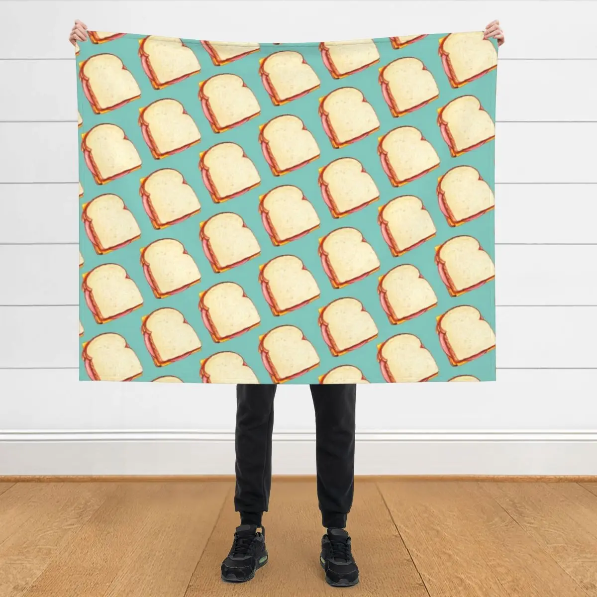 

Bologna Sandwich Pattern - Blue Throw Blanket Thermals For Travel blankets ands Decorative Throw Soft Blankets