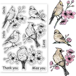 1Sheet Flowers Birds Clear Stamps Flowers Birds Decorative Clear Stamps Silicone Stamps for Card Making and Photo Album Decor