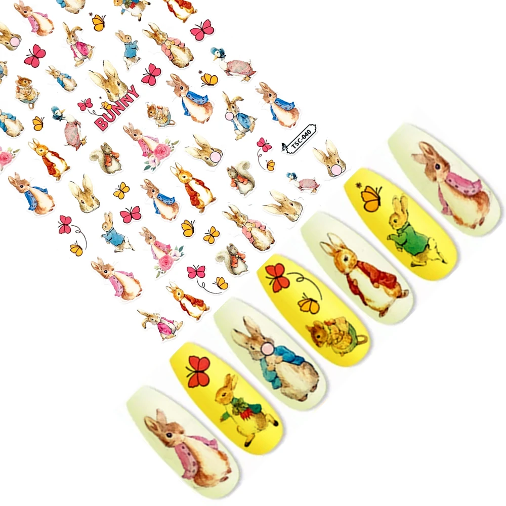 TSC-039 TSC-040 Dressed Rabbit Deer 3D Back glue Nail decal Nail sticker Nail decoration Nail art Nail tool Nail ornament