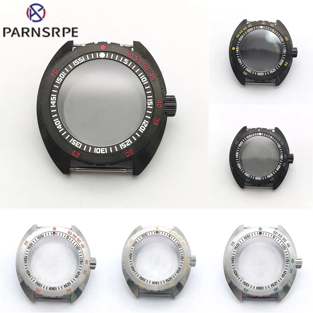 

42mm NH35 Silver/Black Watch Case Sapphire Glass Crown 3 o'clock Fit NH35 NH36 Movement 316LStainless Steel Waterproof