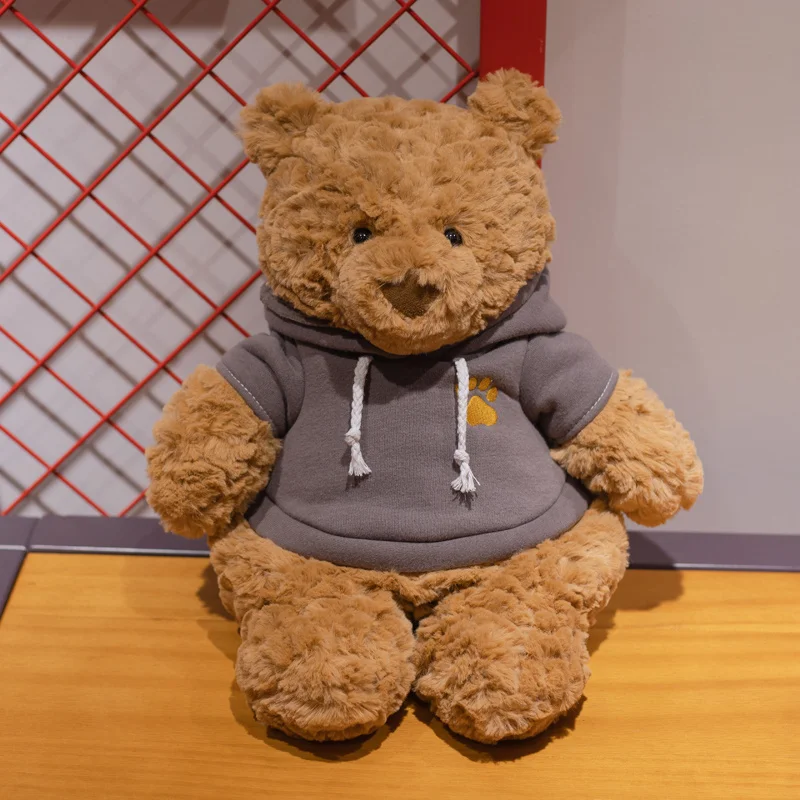 Cartoon Dressed Teddy Bear Hoodie Bear Plush Toy Cute Soft Stuffed Bear Doll Activity Decorations Birthday Gift Christmas Kids