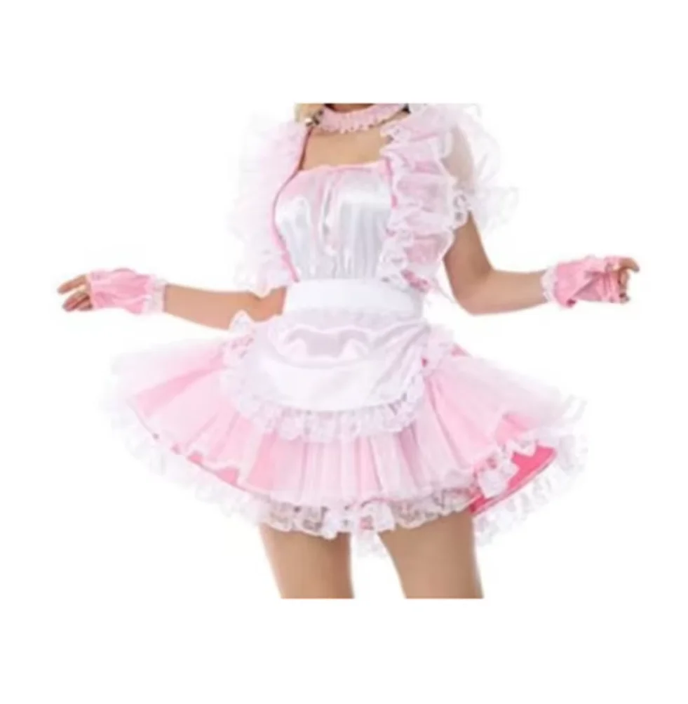 

Adult Sissy French Maid Lockable Cross Dresser Party Daily Unisex Dressing Maid Ruffled Dress Headband Customizable
