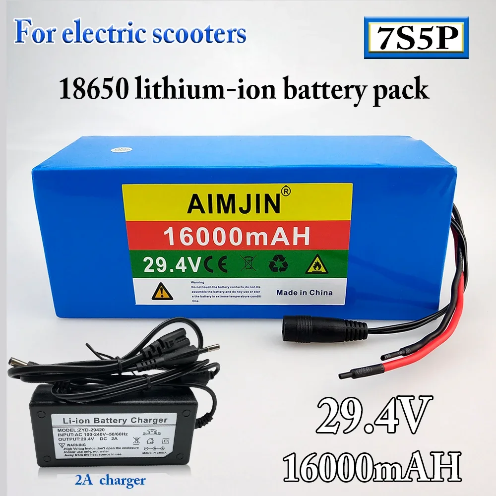 

7S5P 24V 16Ah Battery Pack 500w 29.4V 16000mAh 18650 Lithium Ion Battery for Wheelchair，2Acharger