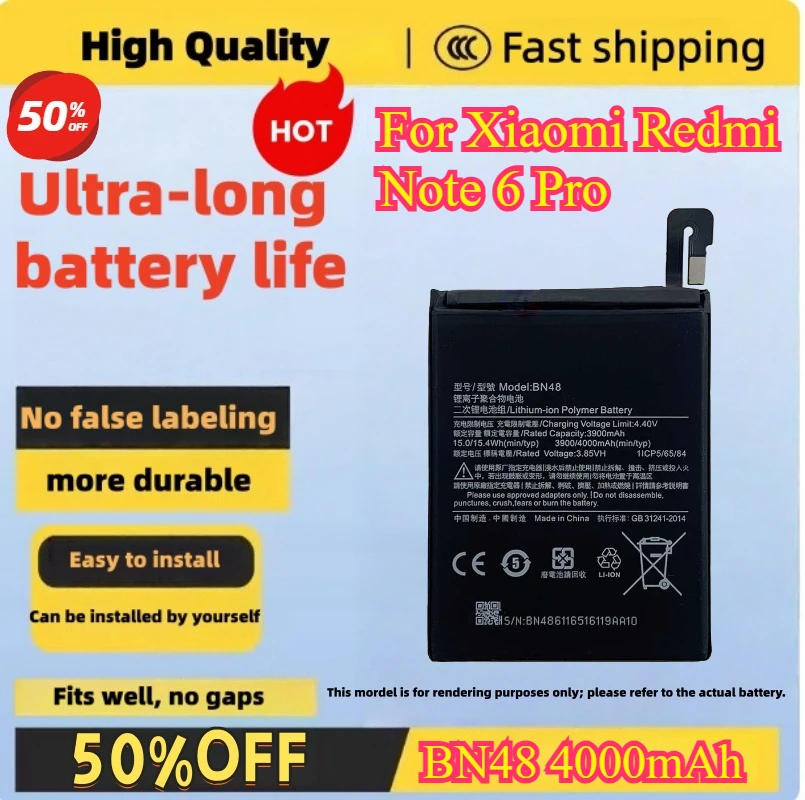 

BN48 4000mAh mobile phone battery For Xiaomi Redmi Note 6 Pro compatible high quality Fast shipping