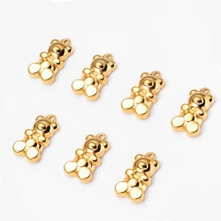 Wholesale 6pcs/lot No Fade Cute Bear Charms Stainless Steel Pendants DIY Jewelry Making Accessories