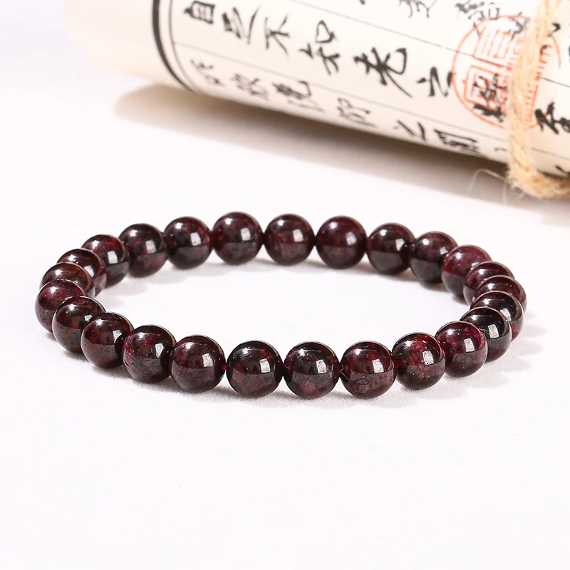 1A Natural Garnet Bracelet Deep Red Round 4mm Beads Stretch Bangle for Women Healing Crystal Jewelry Gift