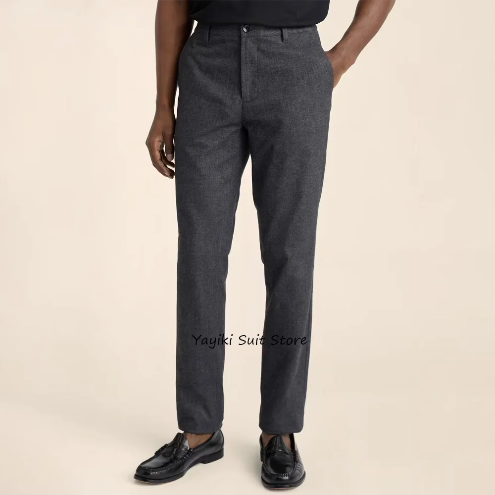 

Рабочие брюки, мужские пошивные брюки, деловые повседневные прямые брюки, винтажные брюки из ткани «елочка» для мужчин, однотонные брюки