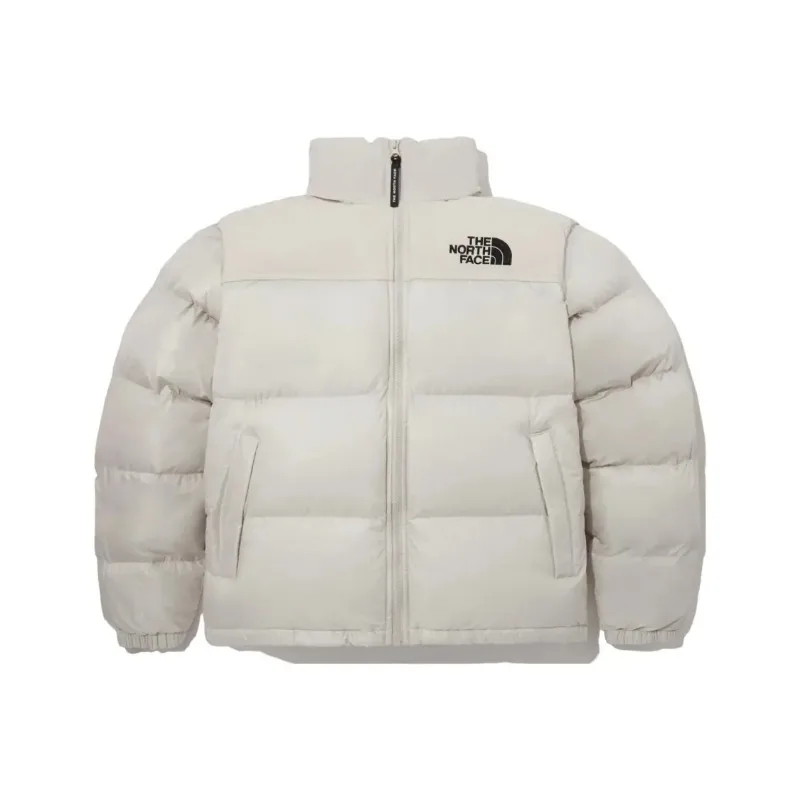 The North Face Nuptse FW23 ONBALL Stand Collar Jacket Stowable Hood Solid Color Beige Unisex Winter Outdoor Cotton Coat