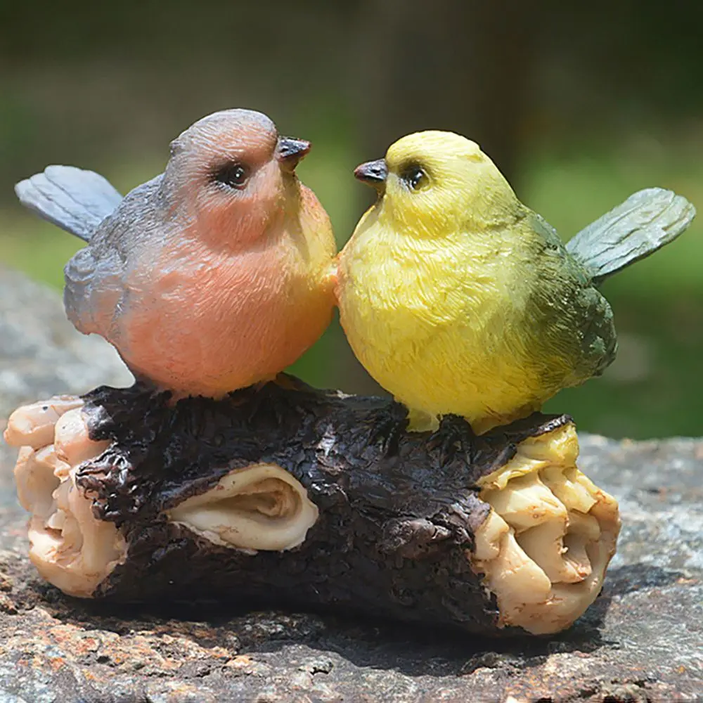 Resin Crafts Bonsai Decoration Fairy Garden Lifelike Bird Statue Animal Sculpture Kingfisher Figurine Sparrow On Branch