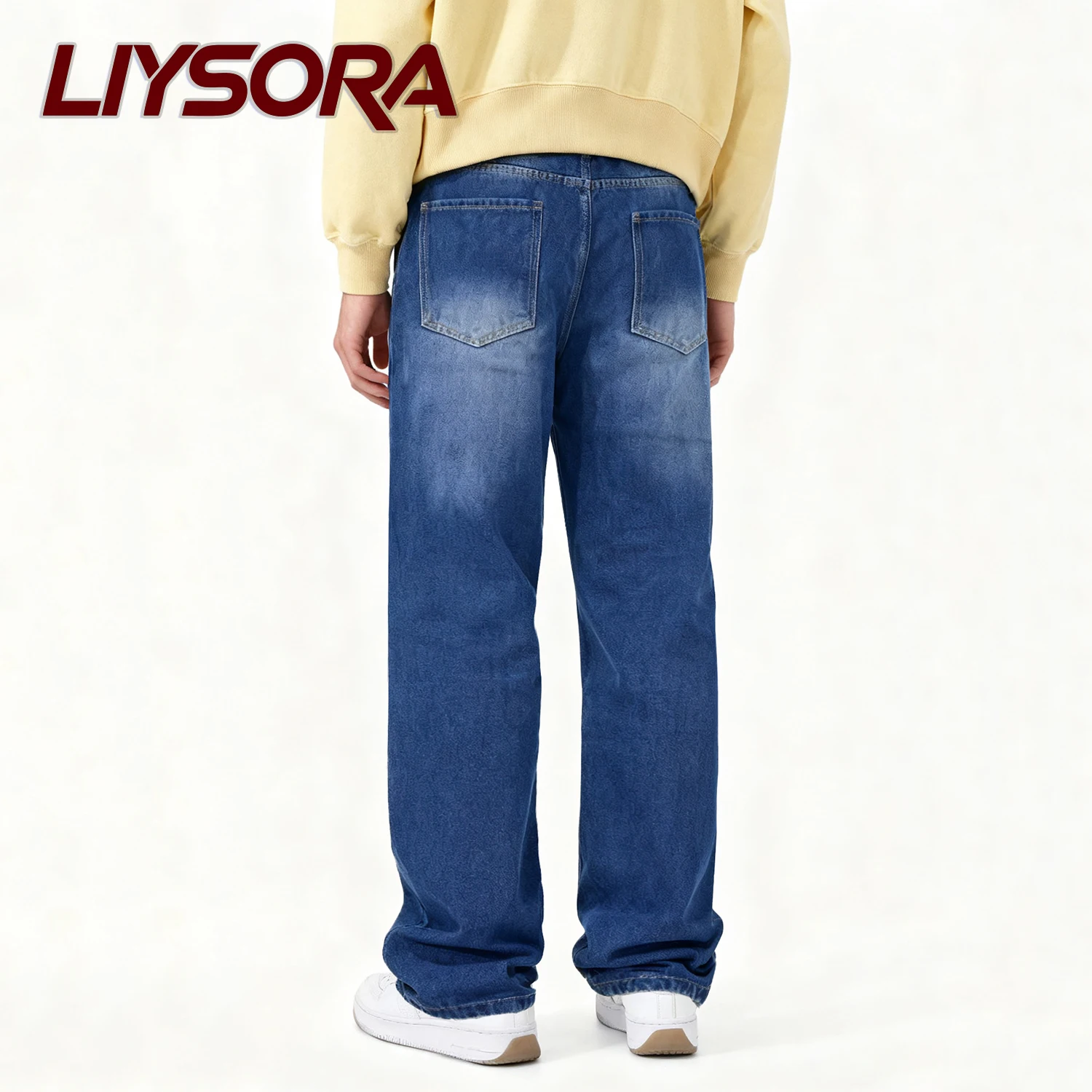 جديد الرجال الأمريكية الخريف فضفاضة المناسب مستقيم الساق الجينز شارع العليا لصق الدنيم السراويل الشتاء المرقعة الجينز الهيب هوب بانت #6