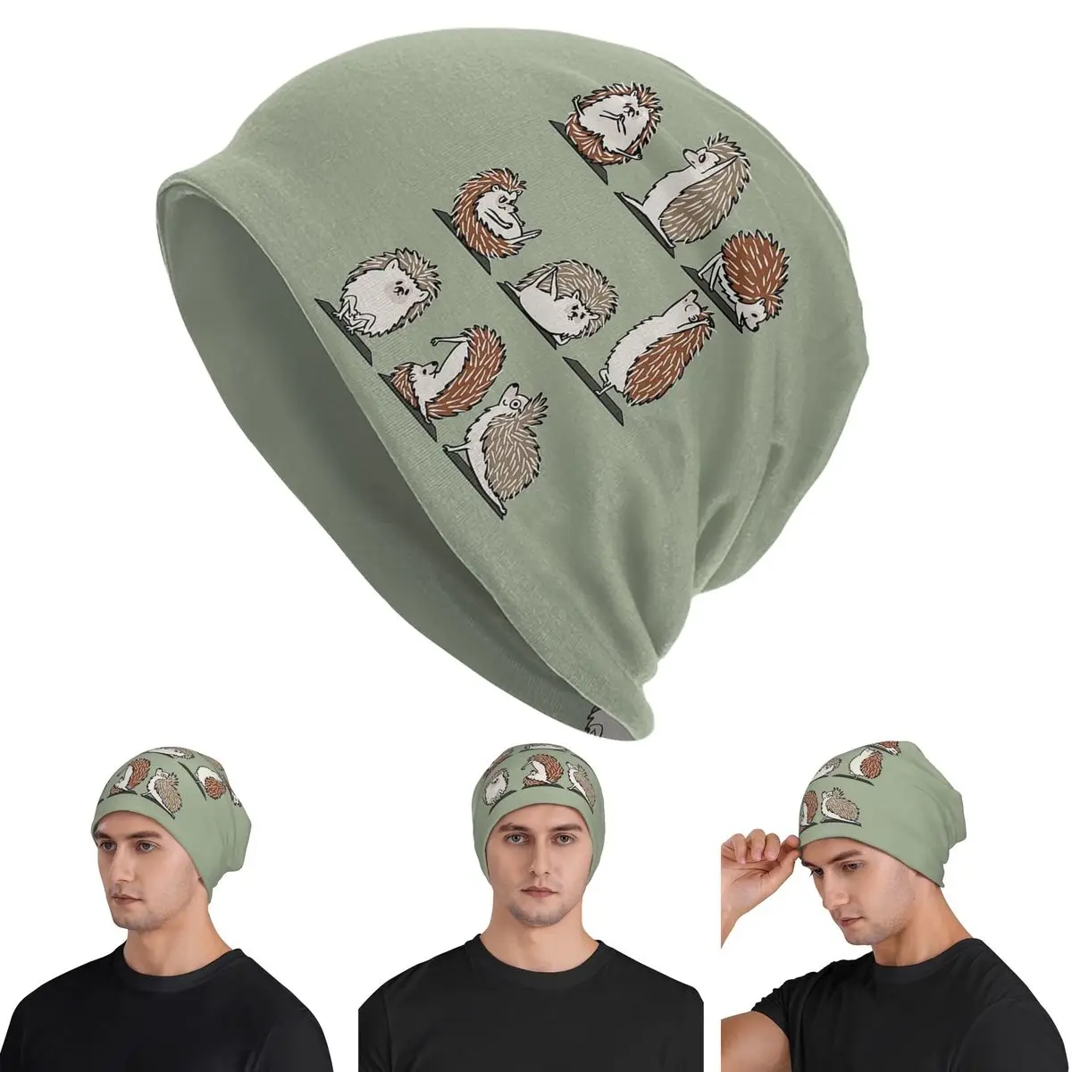 

Hedgehog Yoga Skullies Beanies Hats Warm Autumn Winter Outdoor Cap Knitted Bonnet Caps for Unisex Adult
