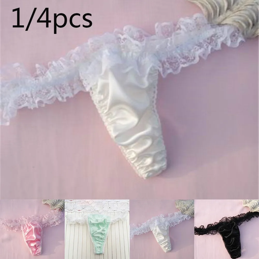 Women Sexy Breathable Lace Waist Thongs Briefs G-String Panties Bikinis Underwear Home Japanese Solid Low Rise Female Thongs