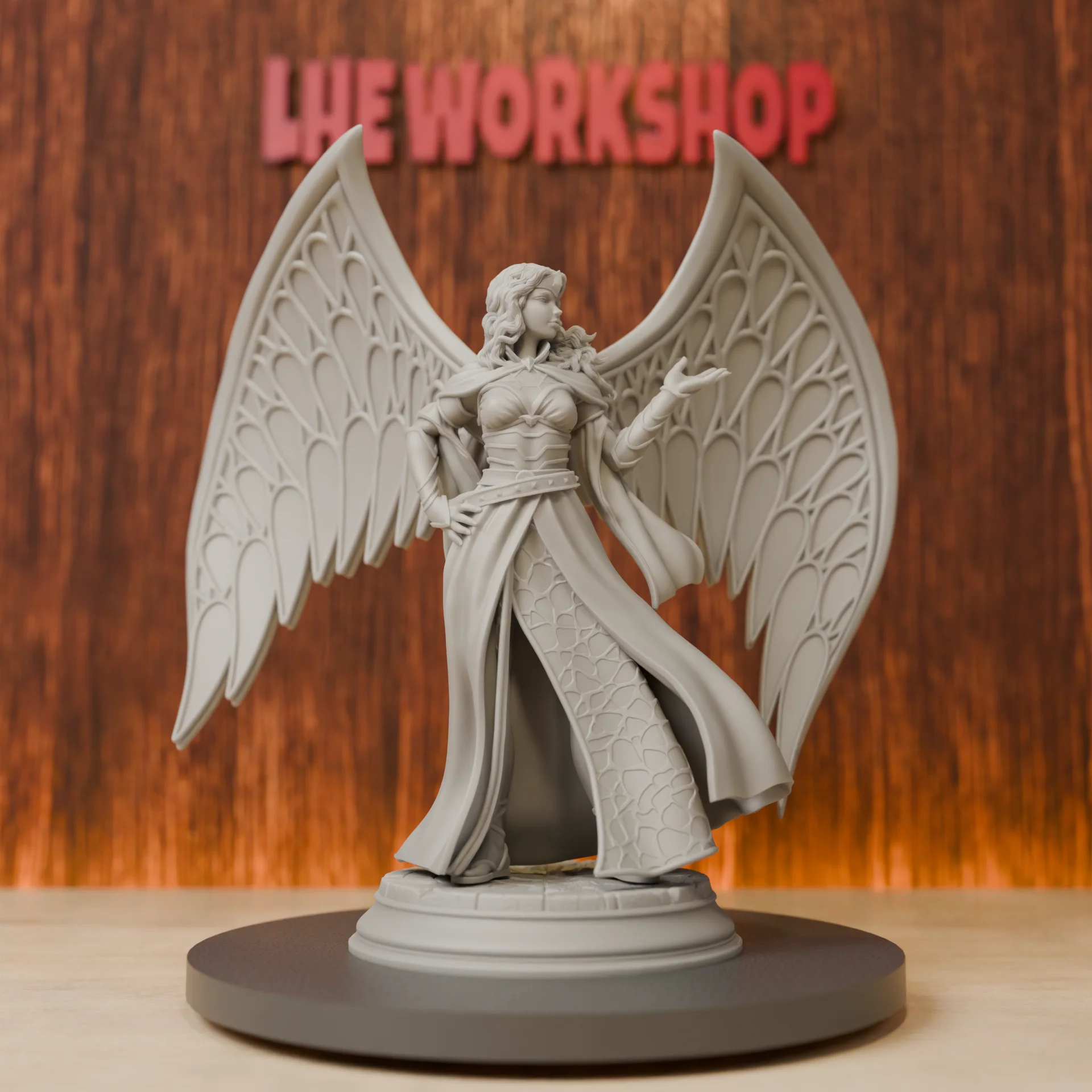 Female Aasimar | Angel Miniatures | 28mm-75mm | Resin 3D Printed DND Pathfinder Mini | Unpainted Grey