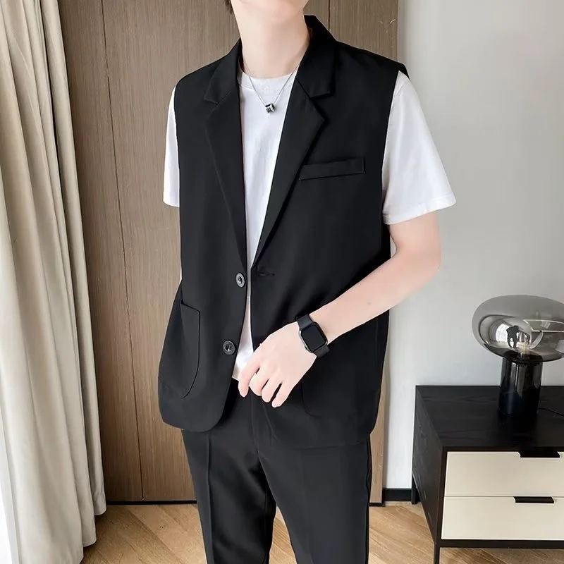 Suit Vest Men Slim Fit Fashion Social Mens Dress Vest Korean Business Casual Solid Color Vest Mens Office Formal Vest S-3XL