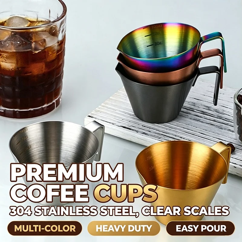 304 Stainless Steel Measuring Cups With Scale Ounce Coffee Cup 100ML Coffee Extraction Cup Home Kitchen Cafe Accessories LJLB02