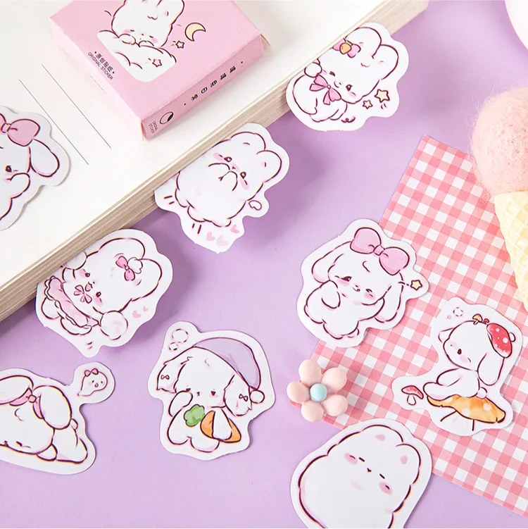 45 pcs/box Cute rabbit daily Kawaii Decoration Stickers Planner Scrapbooking Stationery Korean Diary Stickers