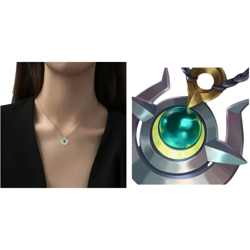 Collar de Anime con Piedra Lunar Regeneradora de League of Legends, Colgantes de Accesorios de Videojuegos, Accesorios de Moda de Dibujos Animados, Regalos para Niños