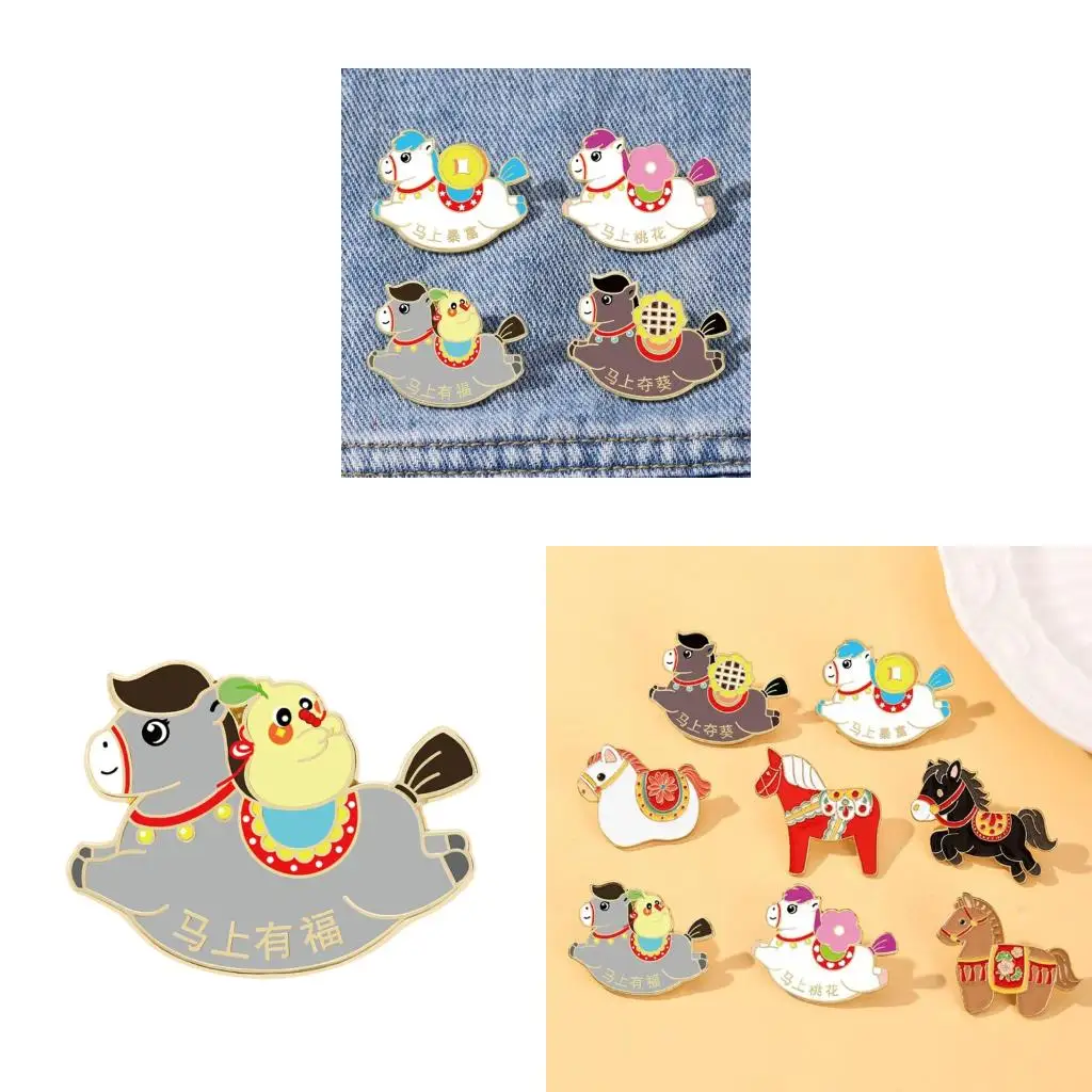  Trendy Metal Horse Pin With Secure Function Stylish Clothing Accessory Suitable For Various Clothing Styles