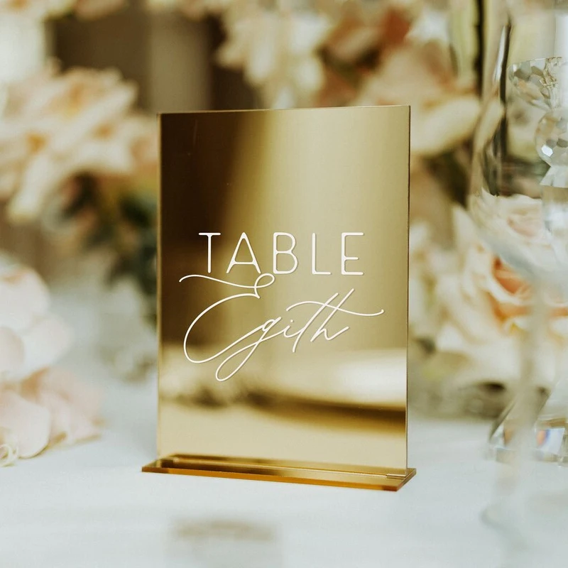 

Wedding Table Numbers - Gold Mirror Acrylic Signs - Wedding Decoration - Wedding Table Numbers - Table Decor - Reception Signage