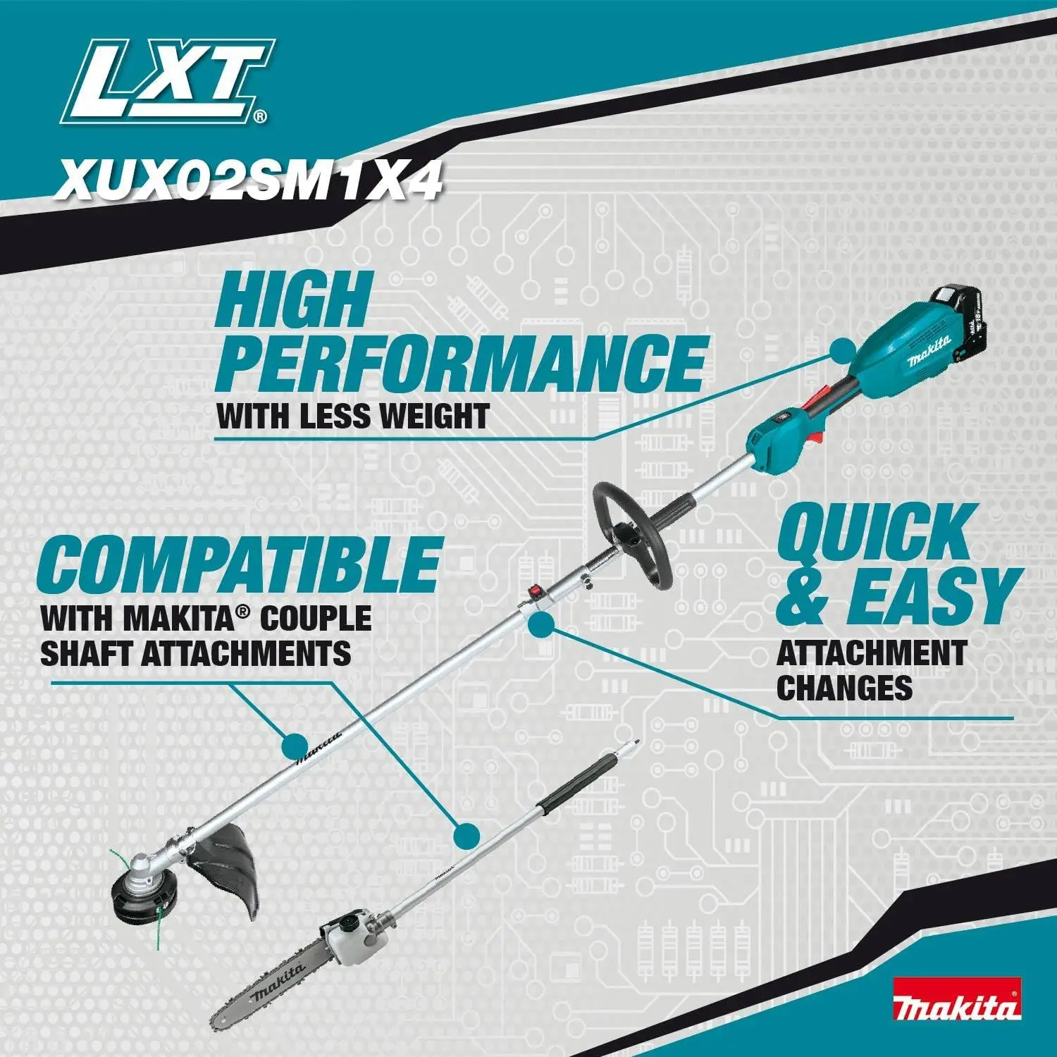 XUX02SM1X4 18V LXT Lithium-Ion Brushless Cordless Couple Shaft Power Head Kit With 13