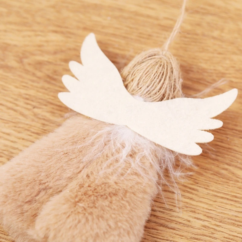 17cm/7’’ Plush Toy Angel Christmas Ornament Hanging for Doll for House Decoration New Year’s Day Party Ornament Dec