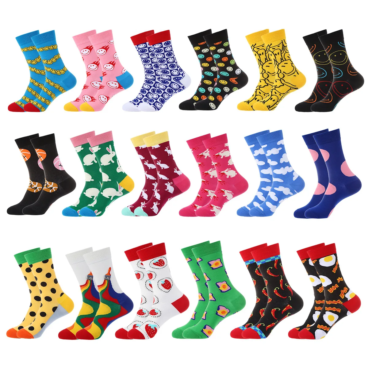 1 Pairs Women Socks Cartoon Animal Food Fruit Socks Kawaii Funny Trendy Socks Happy Casual Socks Autumn Spring Stocking