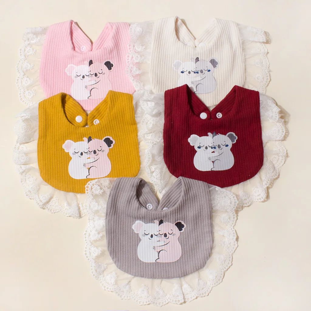 

Baby Gauze Bib Baby Animal Lace Lace Drooling Towel Pure Cotton Spitting Milk Absorbent Stain Resistant Bib Children's Products