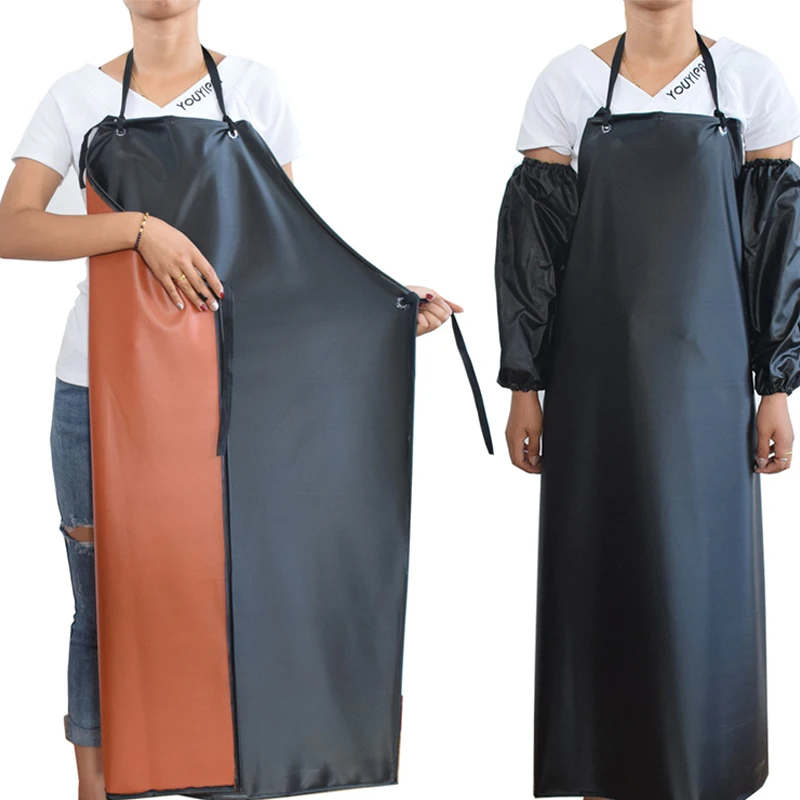 Heavy Duty Protective Thicken Kitchen Waterproof Apron oil-proof Chemical Resistant PVC Aprons for Fishing Butcher Workshop Work