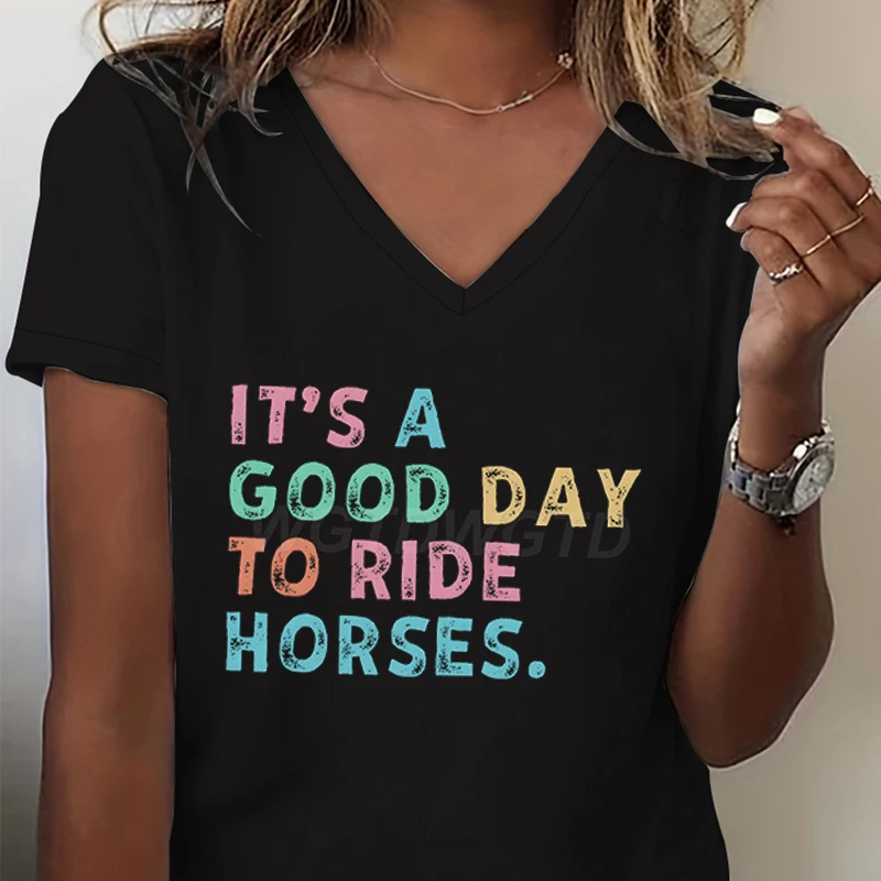 It's A Good Day To Ride Horses Graphic Tee Women Horse Girl Vintage T Shirts Horses Lover Gift Horse Owner Short Sleeve T-shirt