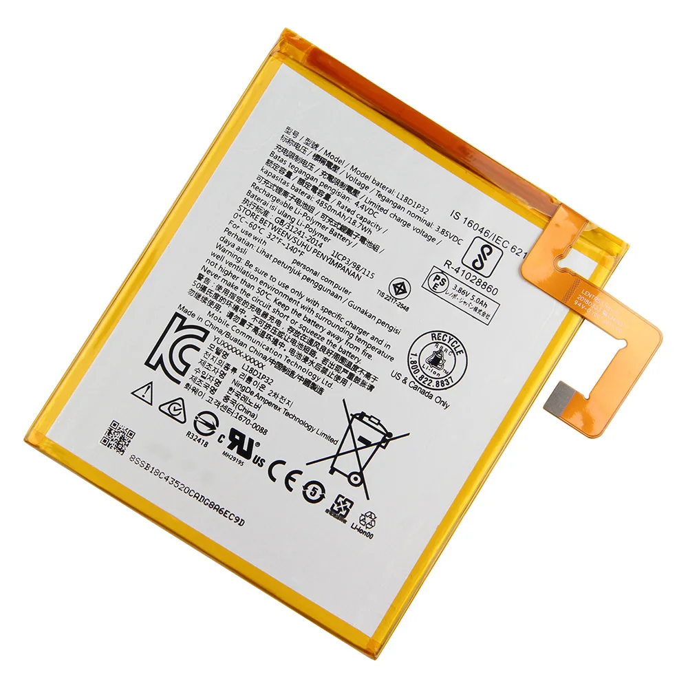 Original Replacement Battery L18D1P32 For Lenovo Smart Tab M10 Tablet Battery 4850mAh