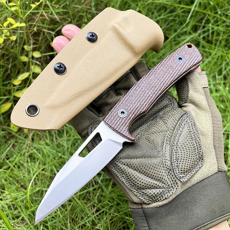 New DC53 Blade Linen Handle Hunting Camp Survival Outdoor Fixed Integrated Steel EDC Fruit Collection Knife