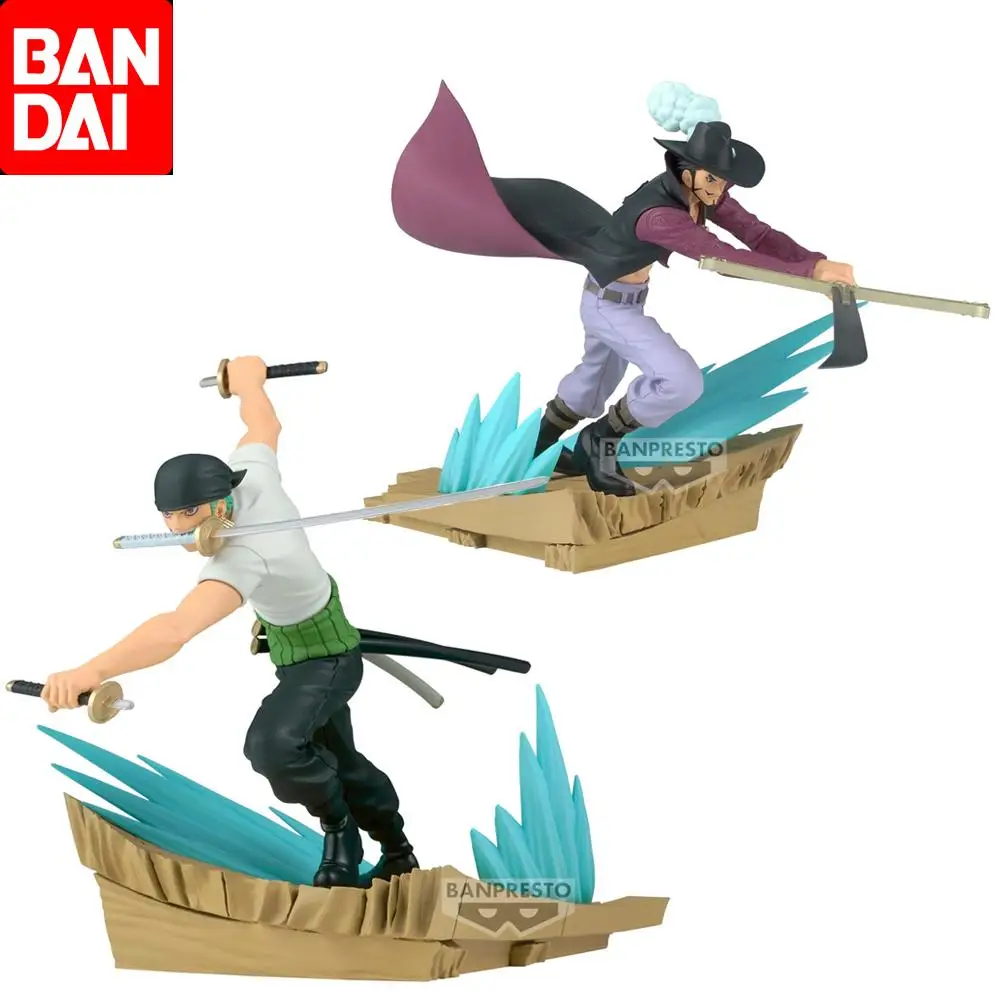 Bandai Original ONE PIECE Roronoa Zoro VS Dracule Mihawk Anime Action Figure Toys For Boys Girls Kids Children Birthday Gifts