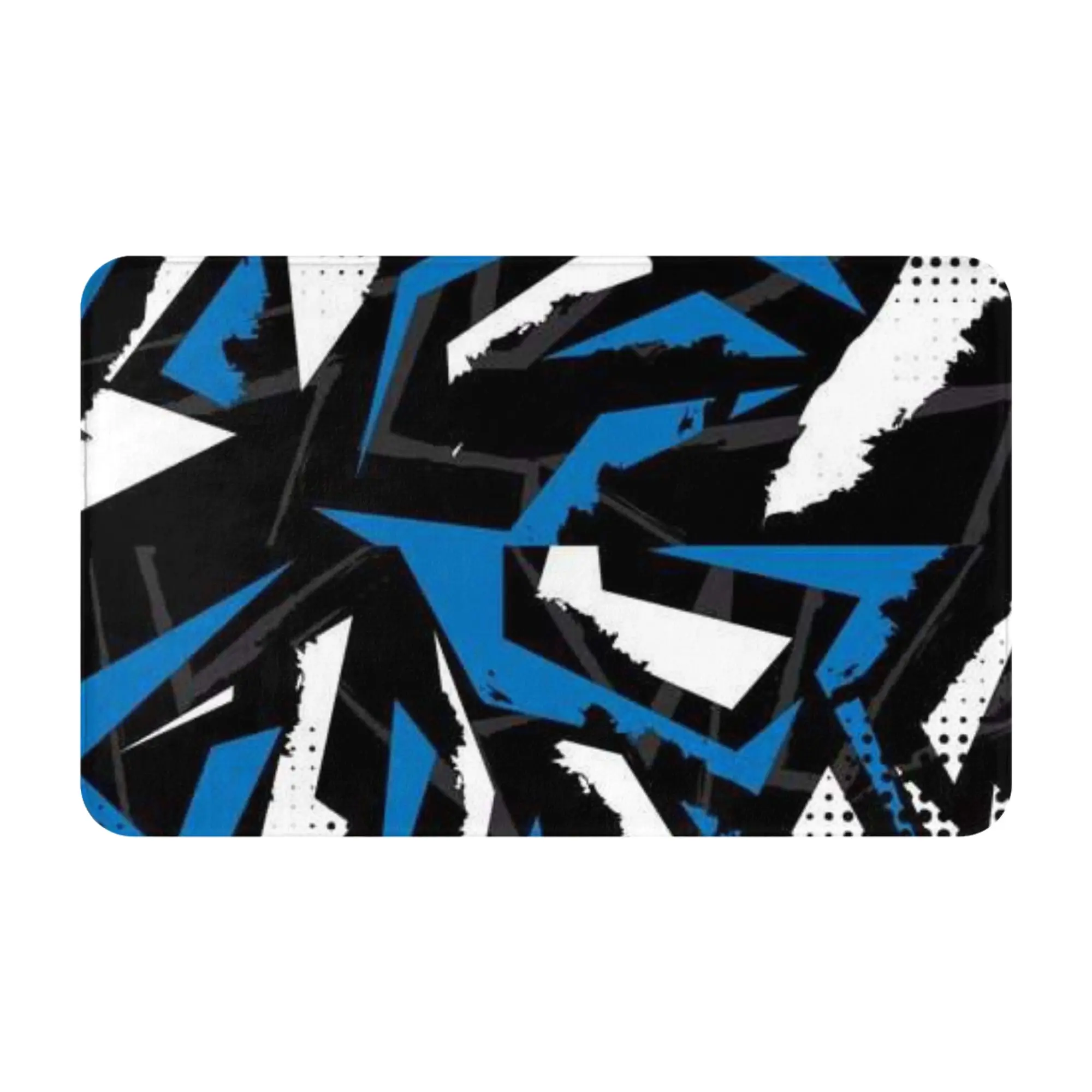 Blue Black White Geometric Abstract Pattern Doormat Bedroom Kitchen Mat  Absorbent Home Decoration