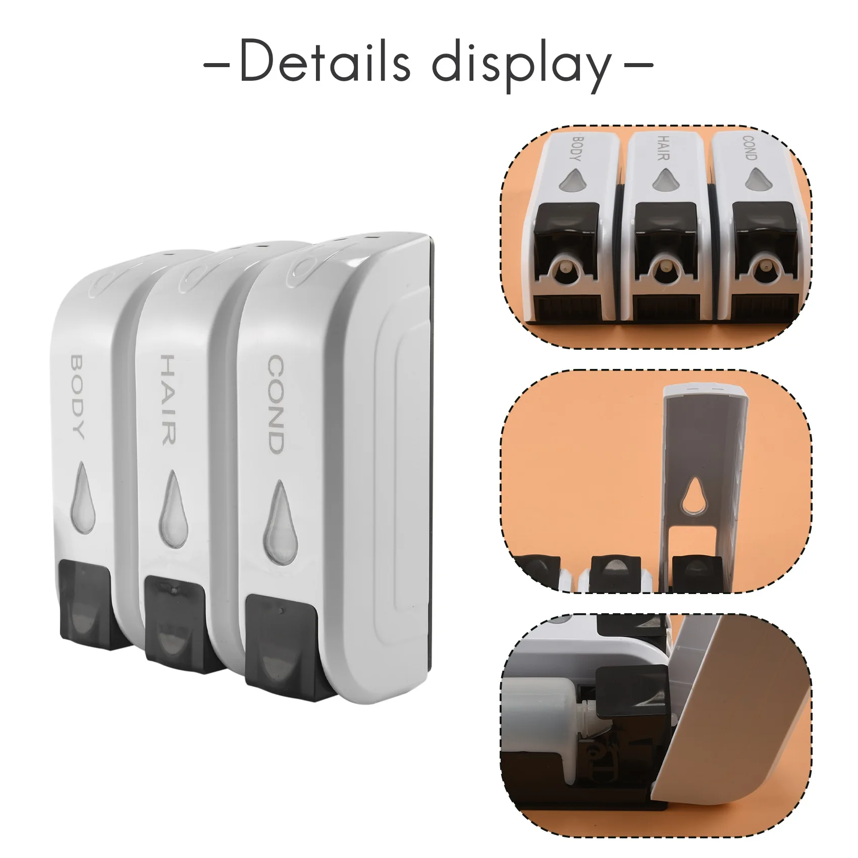 موزع صابون الاستحمام الثلاثي من ONGE، موزع شامبو الصابون السائل المثبت على الحائط، غسول للحمام #5