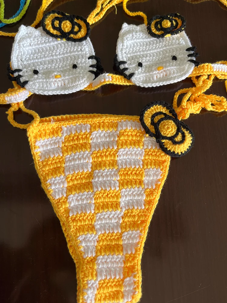 Crochet Micro Bikinis 2024 Sexy Brazilian Bikini Set Girls Thong Swimming Suit Women Beachwear 2 Pieces Swimwear Swimsuit