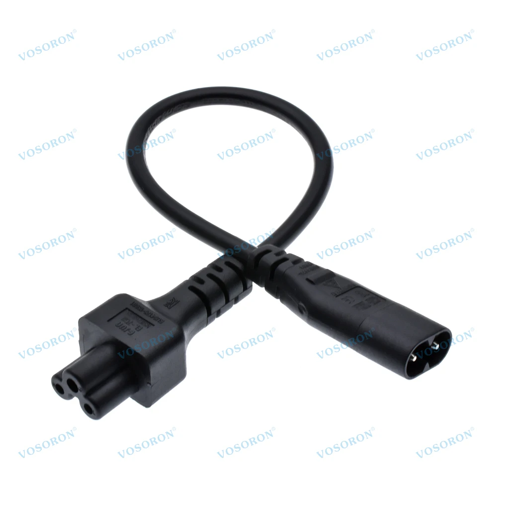 C8 to C5 Power Cable, IEC320 C8 to C5 Extension Cord, 1FT Figure 8 C8 Male to Plum Blossom C5 Female Adapter, 250V 2.5A, 30cm