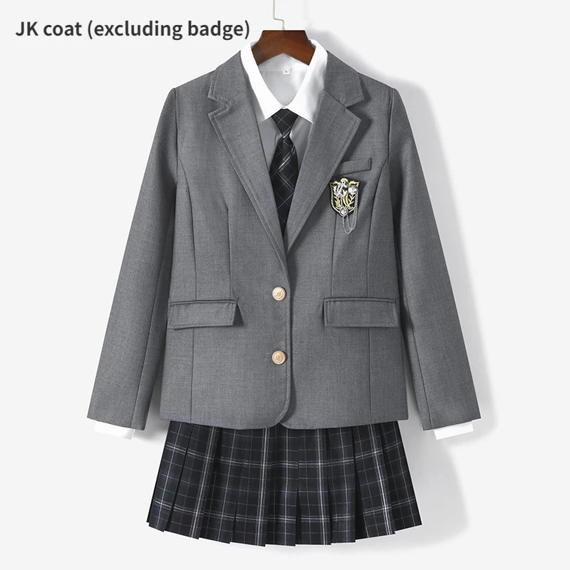 

Japanese School Fashion Jk School Uniform Jacket, Spring and Autumn Gray Lapel Jacket College Style Long Sleeved Clothing