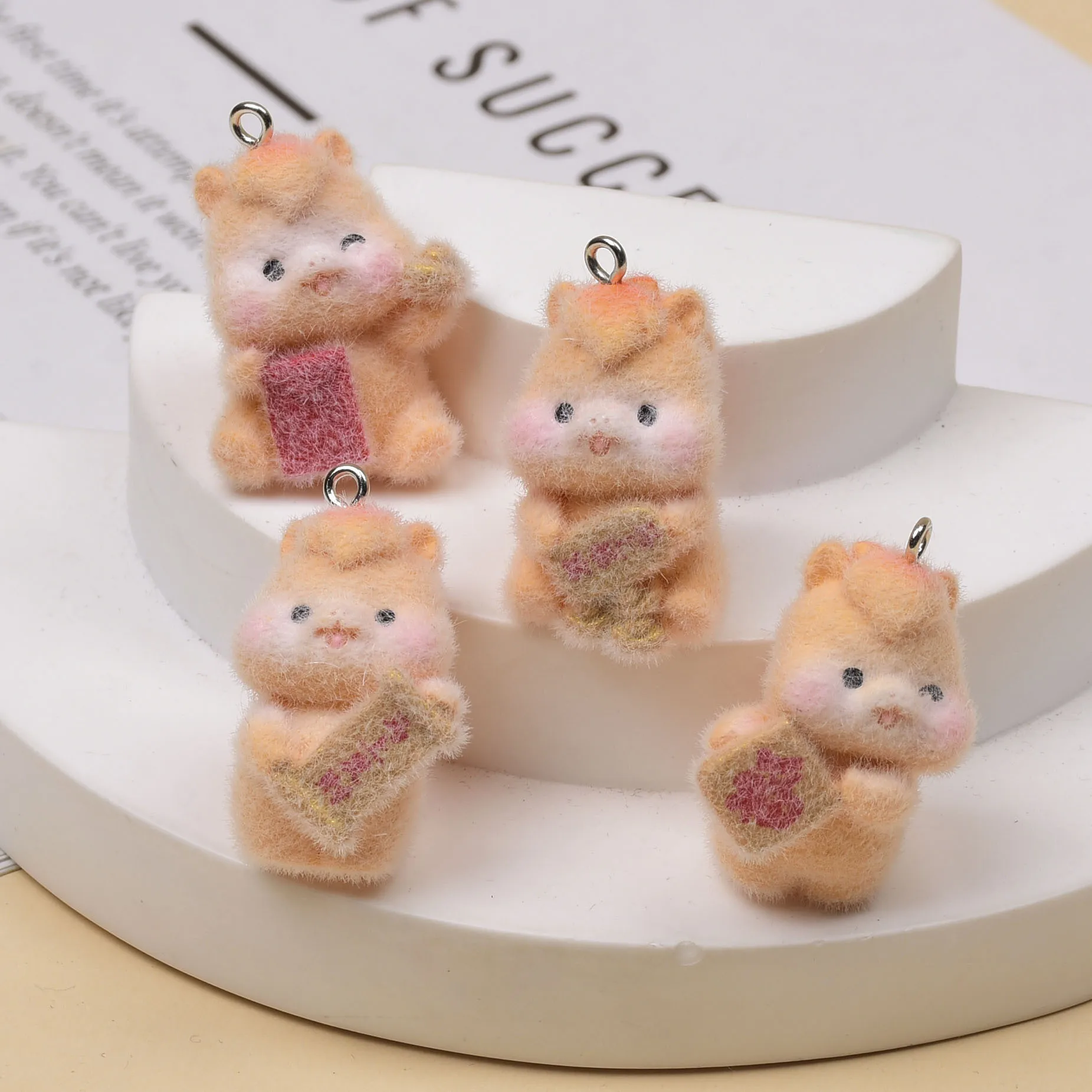 

4pcs Flocked Lucky Horse Charms Pendant for Handmade DIY Keychain Phone Chain Pendant Jewelry Accessories Wholesale