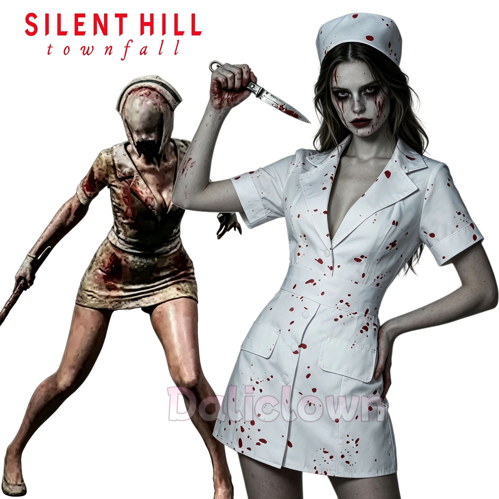 Remake Nurse Silent Hill 2 Nurse Cosplay Costume Uniform Horror Zombie Role Play Outfit Women Girls Halloween Party Fancy Dress