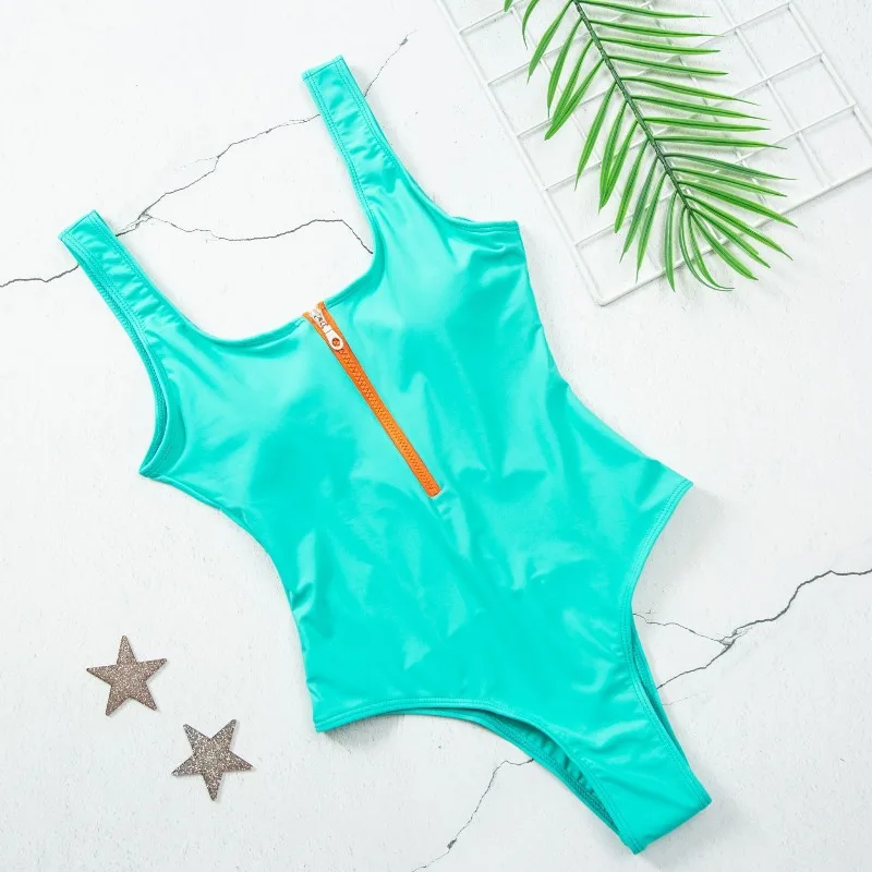 Zipper Swimsuit Women 2024 One Piece Slim Swimwear Female Sexy Sports Bodysuit Bathers Bathing Swimming Suit Summer Beachwear