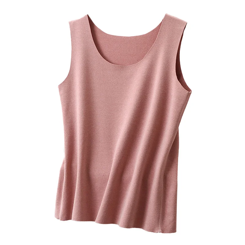 따뜻한 여성용 겨울 조끼 라운드 넥 탑 플러스 사이즈 슬림 핏 이너웨어 다용도 가을 7월 디어 브랜드