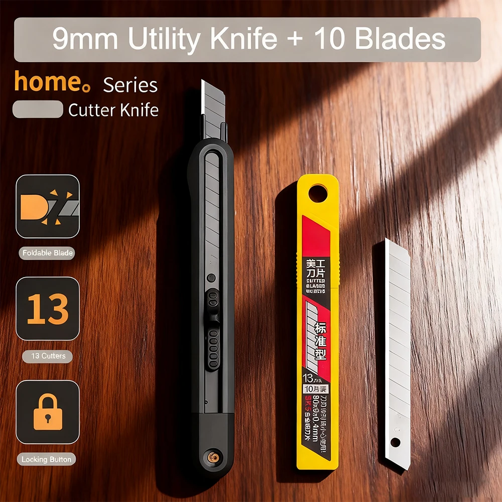 1 szt. Nóż uniwersalny 10 szt. Ostrzy Nóż składany do cięcia papieru Nóż do wyburzeń Nóż do paczek